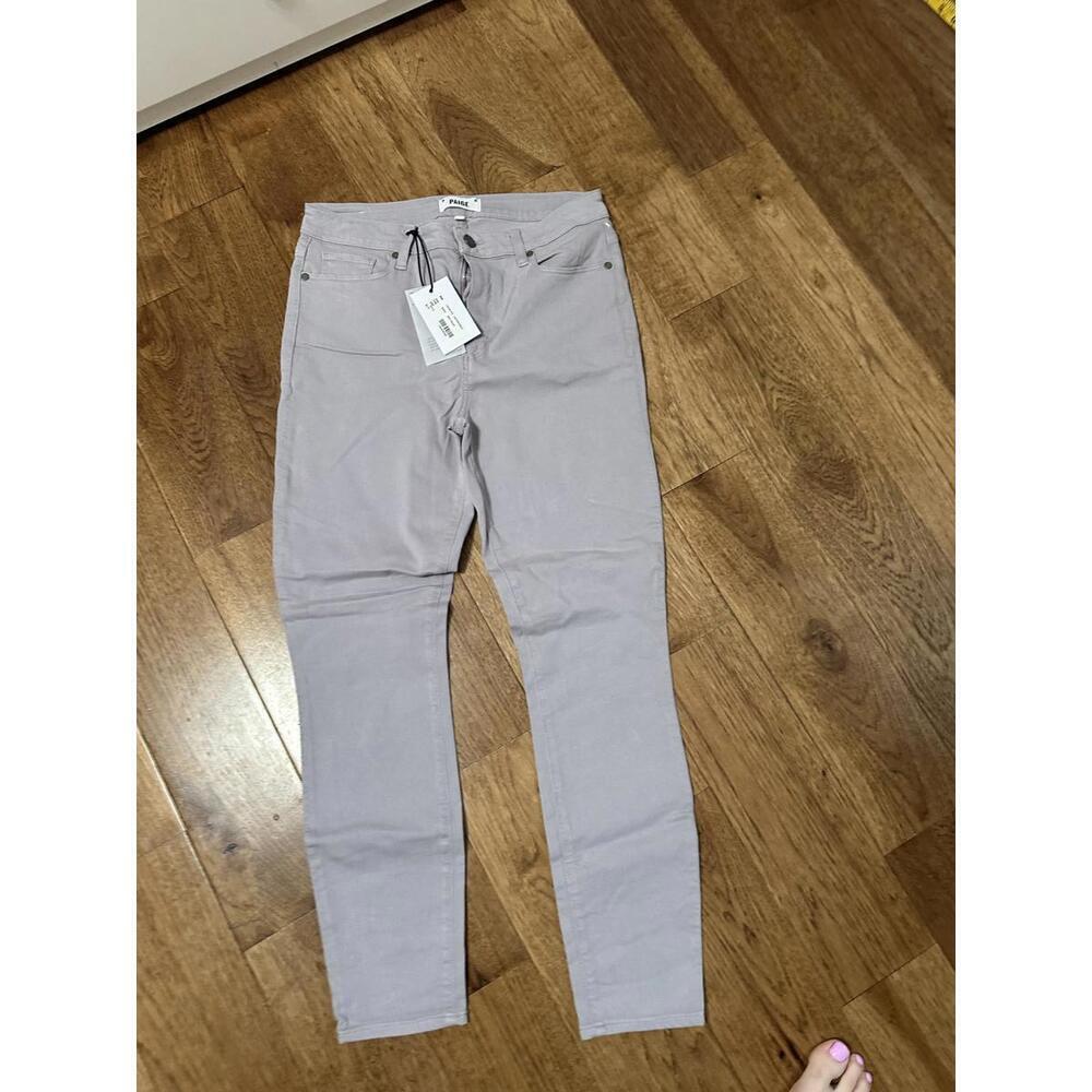 NWT Paige Women's HOXTON light gray/violet Skinny Jeans Size 30